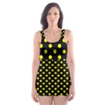 Polka Dots - Yellow on Black Skater Dress Swimsuit