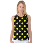 Polka Dots - Yellow on Black Women s Basketball Tank Top