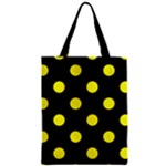 Polka Dots - Yellow on Black Zipper Classic Tote Bag