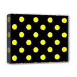 Polka Dots - Yellow on Black Deluxe Canvas 14  x 11  (Stretched)