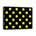 Polka Dots - Yellow on Black Deluxe Canvas 16  x 12  (Stretched)