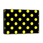 Polka Dots - Yellow on Black Deluxe Canvas 18  x 12  (Stretched)