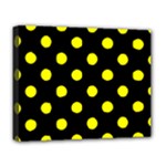 Polka Dots - Yellow on Black Deluxe Canvas 20  x 16  (Stretched)