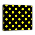 Polka Dots - Yellow on Black Deluxe Canvas 24  x 20  (Stretched)