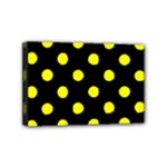 Polka Dots - Yellow on Black Mini Canvas 6  x 4  (Stretched)