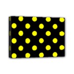 Polka Dots - Yellow on Black Mini Canvas 7  x 5  (Stretched)