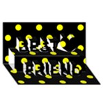 Polka Dots - Yellow on Black Best Friends 3D Greeting Card (8x4)