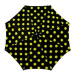 Polka Dots - Yellow on Black Golf Umbrella