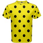 Polka Dots - Black on Canary Yellow Men s Cotton Tee