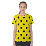 Polka Dots - Black on Canary Yellow Women s Cotton Tee