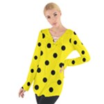 Polka Dots - Black on Canary Yellow Women s Tie Up Tee