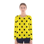 Polka Dots - Black on Canary Yellow Women s Long Sleeve T-shirt