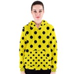 Polka Dots - Black on Canary Yellow Women s Zipper Hoodie