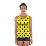 Polka Dots - Black on Canary Yellow Women s Sport Tank Top