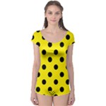Polka Dots - Black on Canary Yellow Boyleg Leotard (Ladies)