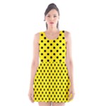Polka Dots - Black on Canary Yellow Scoop Neck Skater Dress