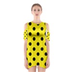 Polka Dots - Black on Canary Yellow Women s Cutout Shoulder Dress