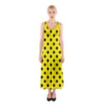 Polka Dots - Black on Canary Yellow Full Print Maxi Dress