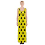 Polka Dots - Black on Canary Yellow Maxi Thigh Split Dress