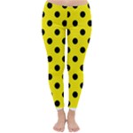 Polka Dots - Black on Canary Yellow Winter Leggings