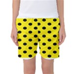 Polka Dots - Black on Canary Yellow Women s Basketball Shorts
