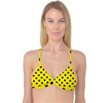 Polka Dots - Black on Canary Yellow Reversible Tri Bikini Top