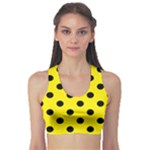 Polka Dots - Black on Canary Yellow Women s Sports Bra