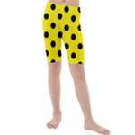 Polka Dots - Black on Canary Yellow Kid s Mid Length Swim Shorts