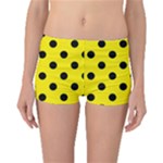 Polka Dots - Black on Canary Yellow Boyleg Bikini Bottoms