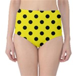 Polka Dots - Black on Canary Yellow High-Waist Bikini Bottoms