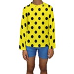 Polka Dots - Black on Canary Yellow Kid s Long Sleeve Swimwear