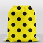 Polka Dots - Black on Canary Yellow Drawstring Bag (Small)