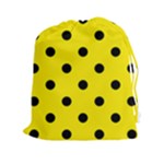 Polka Dots - Black on Canary Yellow Drawstring Pouch (XXl)