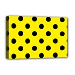 Polka Dots - Black on Canary Yellow Deluxe Canvas 18  x 12  (Stretched)