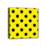 Polka Dots - Black on Canary Yellow Mini Canvas 4  x 4  (Stretched)