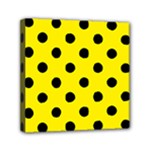 Polka Dots - Black on Canary Yellow Mini Canvas 6  x 6  (Stretched)
