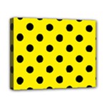 Polka Dots - Black on Canary Yellow Canvas 10  x 8  (Stretched)