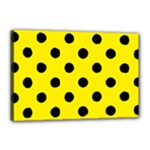 Polka Dots - Black on Canary Yellow Canvas 18  x 12  (Stretched)