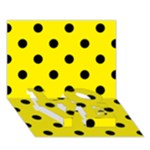Polka Dots - Black on Canary Yellow LOVE Bottom 3D Greeting Card (7x5)