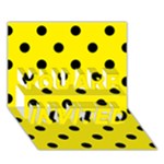 Polka Dots - Black on Canary Yellow YOU ARE INVITED 3D Greeting Card (7x5)