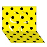 Polka Dots - Black on Canary Yellow Clover 3D Greeting Card (7x5)