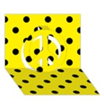 Polka Dots - Black on Canary Yellow Peace Sign 3D Greeting Card (7x5)