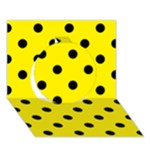 Polka Dots - Black on Canary Yellow Circle 3D Greeting Card (7x5)