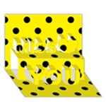 Polka Dots - Black on Canary Yellow Miss You 3D Greeting Card (7x5)