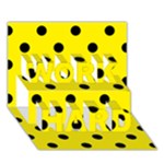 Polka Dots - Black on Canary Yellow WORK HARD 3D Greeting Card (7x5)