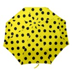 Polka Dots - Black on Canary Yellow Folding Umbrella