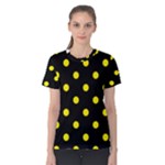 Polka Dots - Canary Yellow on Black Women s Cotton Tee