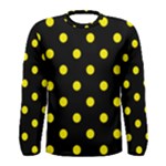 Polka Dots - Canary Yellow on Black Men s Long Sleeve T-shirt