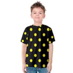 Polka Dots - Canary Yellow on Black Kid s Cotton Tee