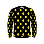 Polka Dots - Canary Yellow on Black Kid s Sweatshirt